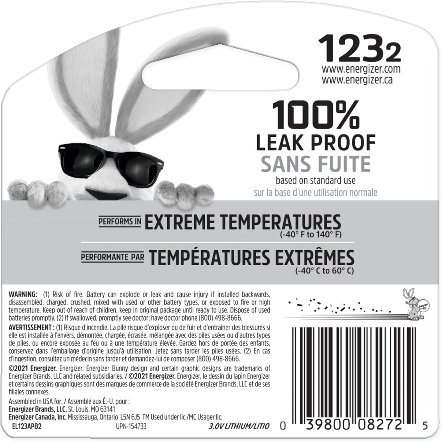 El123Apb-2 3 Volt Lithium Photo Battery, 0.32 Ounce, 123A 2 Count (EL123APB2)